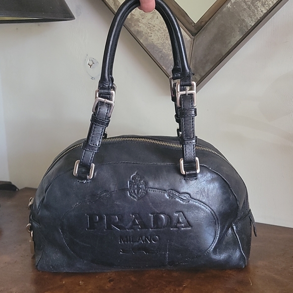 Prada Classic Embossed Bowler Satchel Vtg - Picture 1 of 14